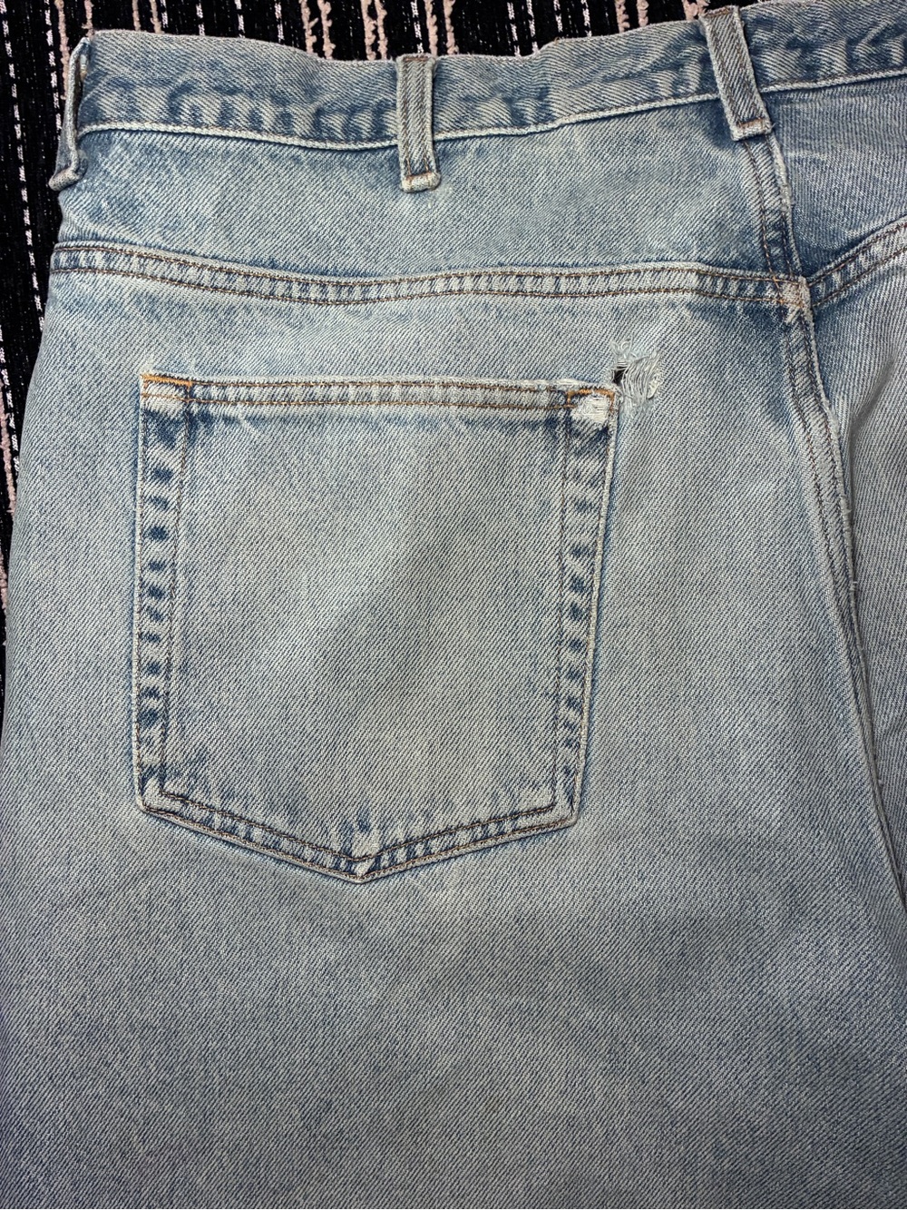 Calvin Klein Light Blue Denim Shorts with Leather Patch - Picture 7 of 8